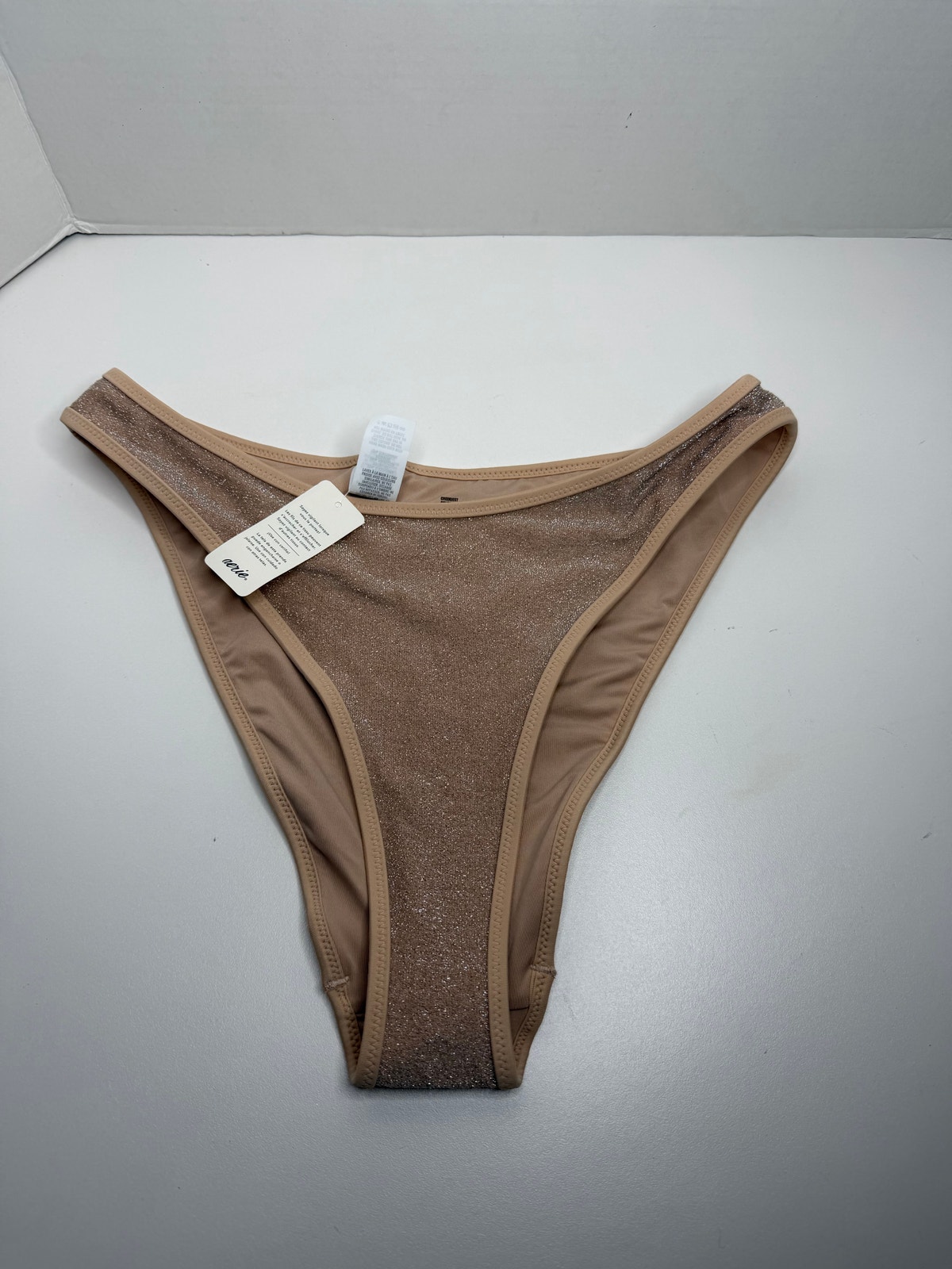 New Aerie American Eagle Sparkle Tan Bikini Bottoms Size Medium Womens